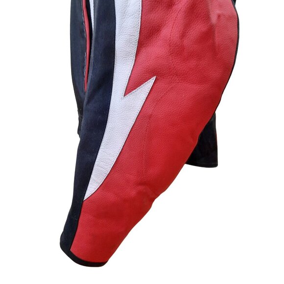 Y2K Leather Racing Motorcycle Jacket Armored Mens Size M Red Black White Nexo - Picture 7 of 15